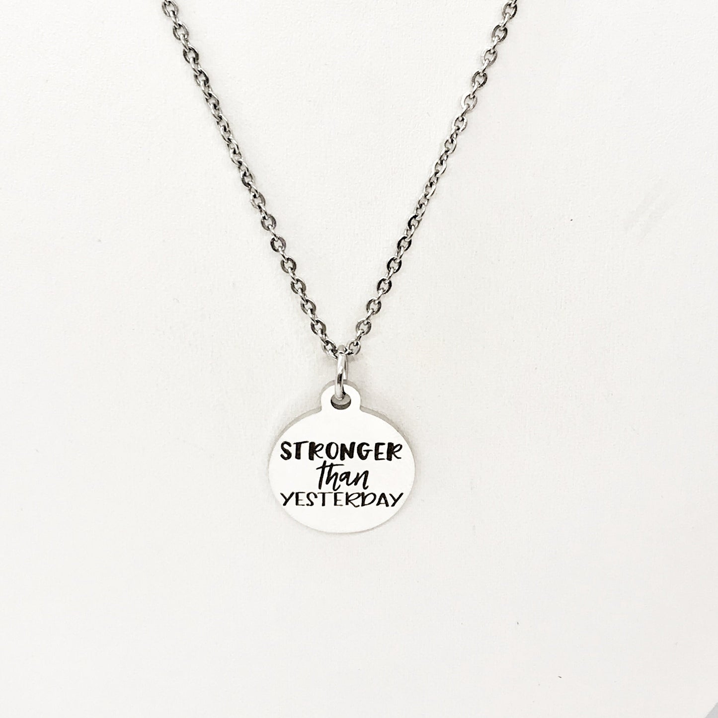 Motivating Gift, Stronger Than Yesterday Necklace, Workout Partner, Exercise Partner, Motivating Quote, Recovery Gift, Recovery Jewelry