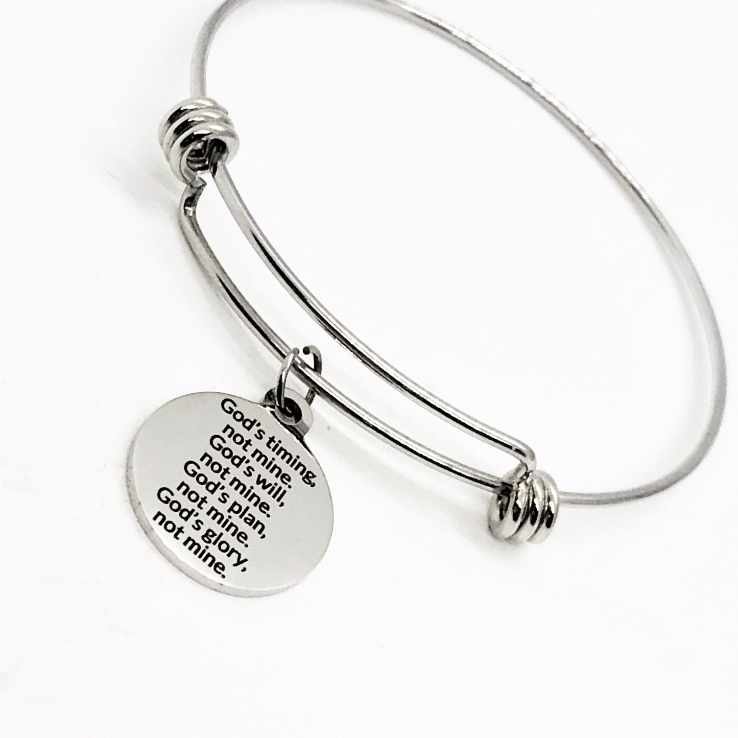 Faith Gift, God’s Timing, God’s Will, God’s Plan, God’s Glory, Not Mine Bracelet,  Faith Quote, Christian Gift, Christian Jewelry