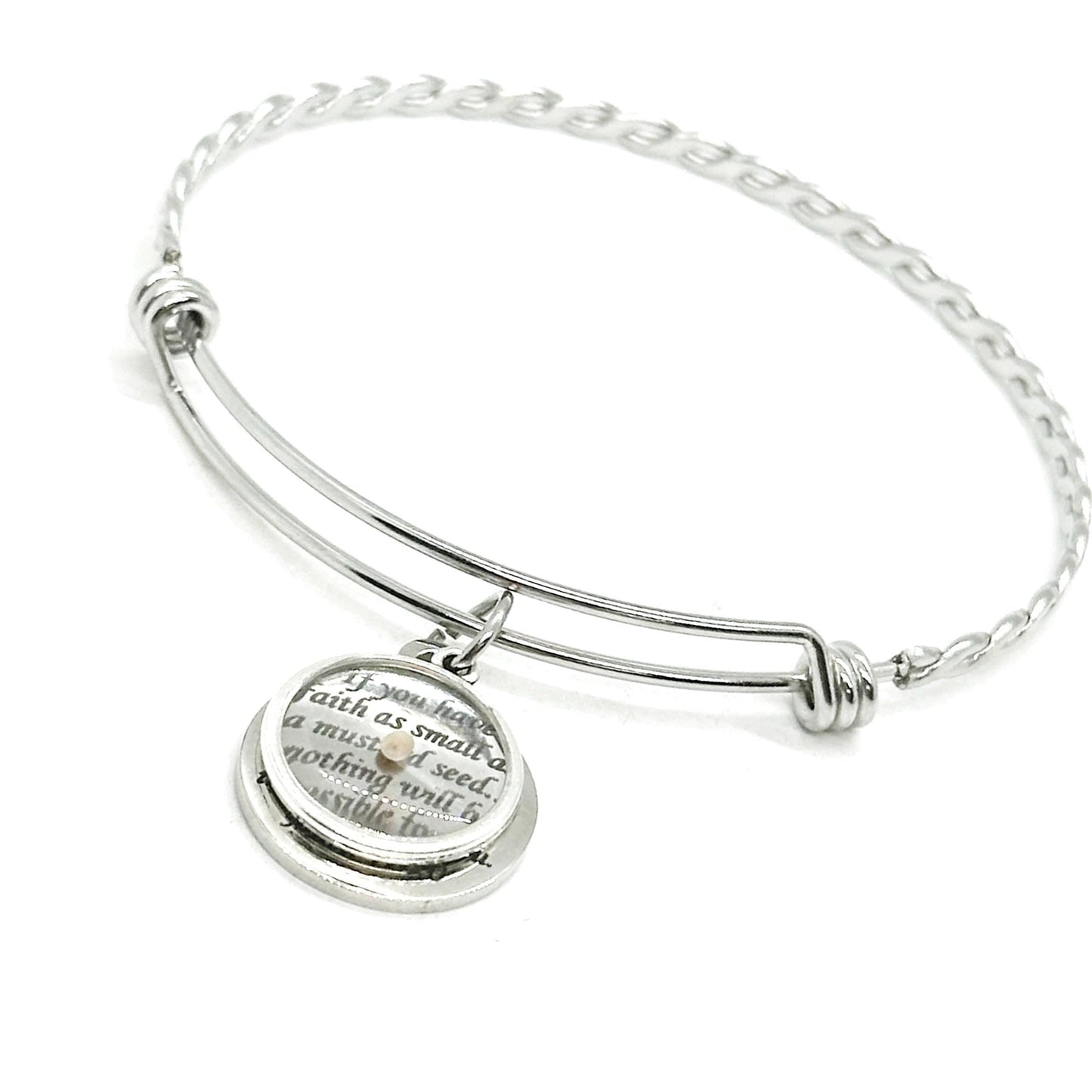 Mustard Seed Bracelet Faith Jewelry Christian Bracelet for Women Spiritual Inspiration Bible Verse Matthew Quote Engraved Bangle Stainless