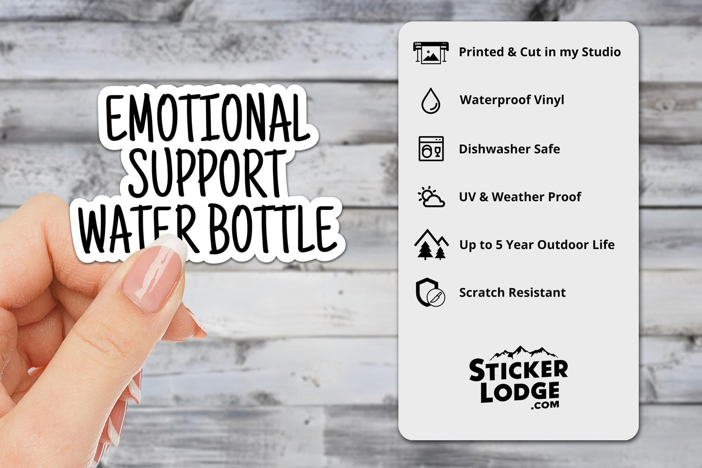 Emotional Support Water Bottle Vinyl Sticker