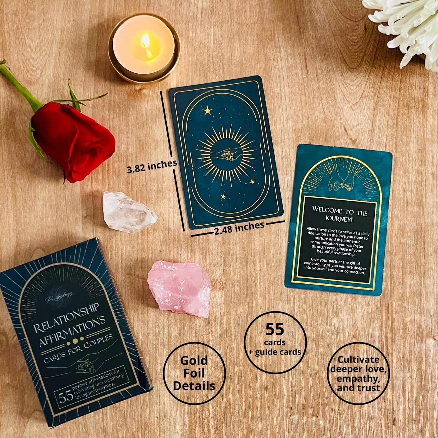 Pauseology Couples Affirmation Cards 55 Gold Foil Relationship Cards