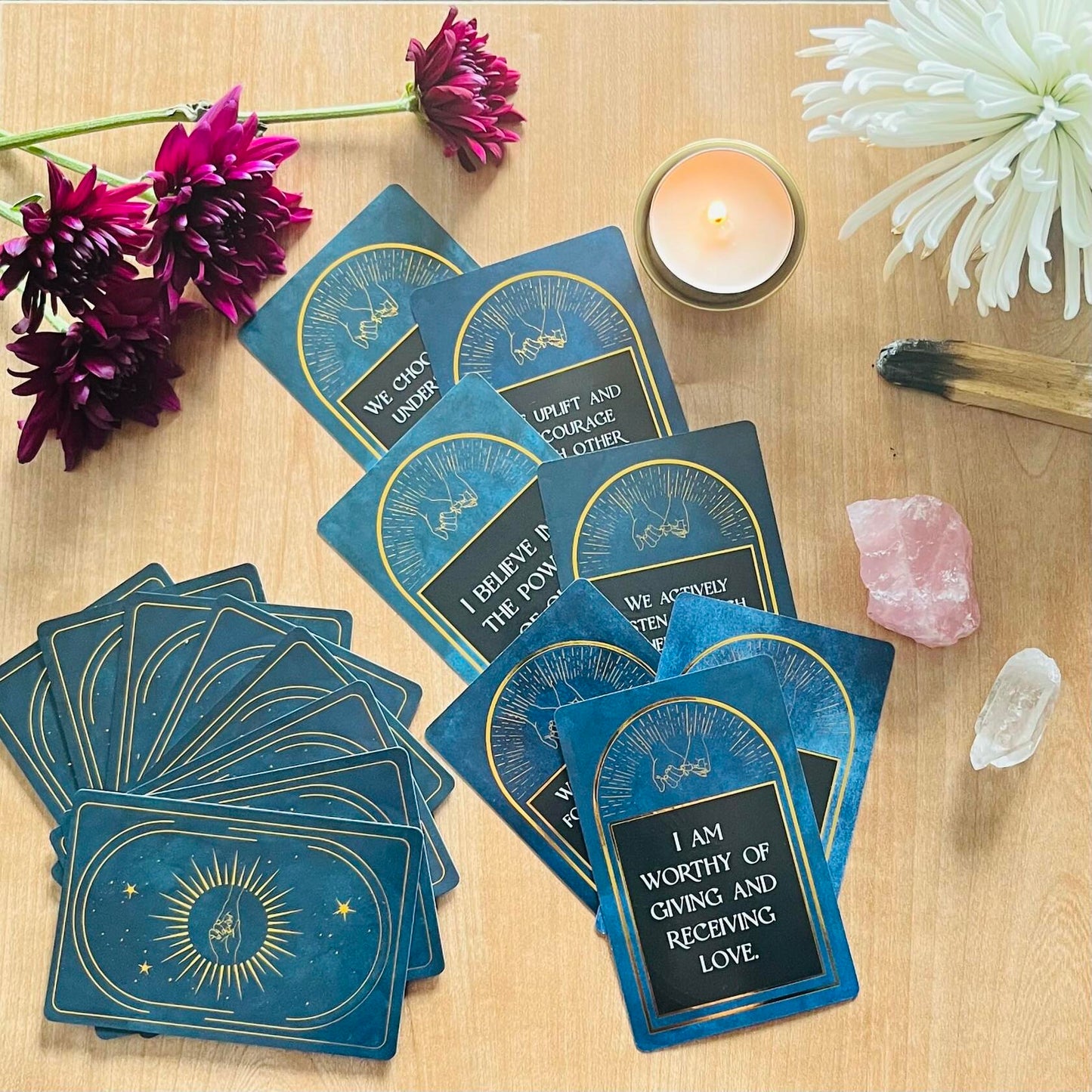 Pauseology Couples Affirmation Cards 55 Gold Foil Relationship Cards